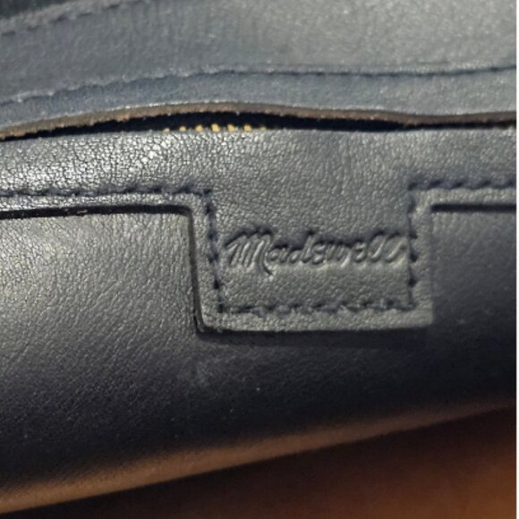 Madewell Navy Blue Large Leather Market Tote - EUC - Classic Shoulder Bag - Picture 8 of 8